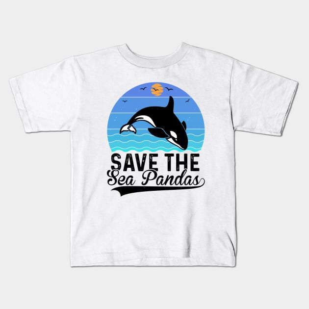 Save The Sea Pandas Kids T-Shirt by busines_night